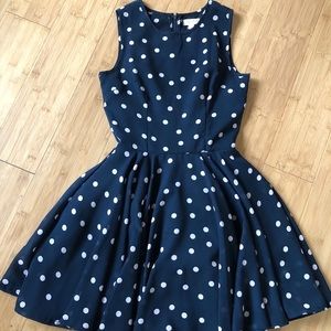 Maison Jules Fit and Flare Polka Dot Dress